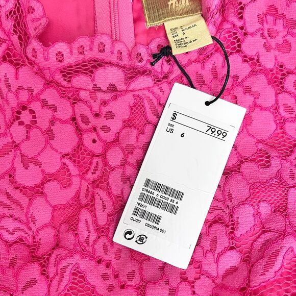 H&M Women's Pink Lace Mock Neck Mini Bodycon Dress - Picture 6 of 6